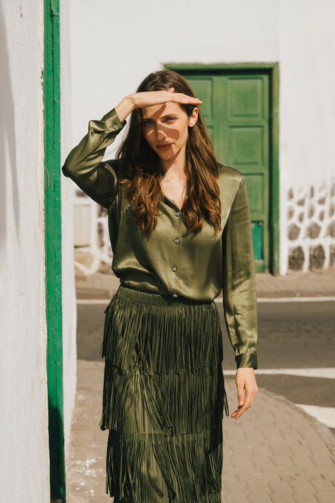 Traffic People Gloria Green Tassle Skirt