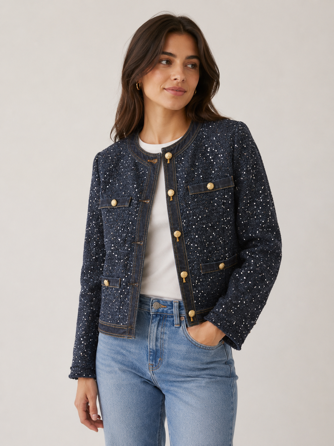 Salsa Dark Blue Tweed Jacket