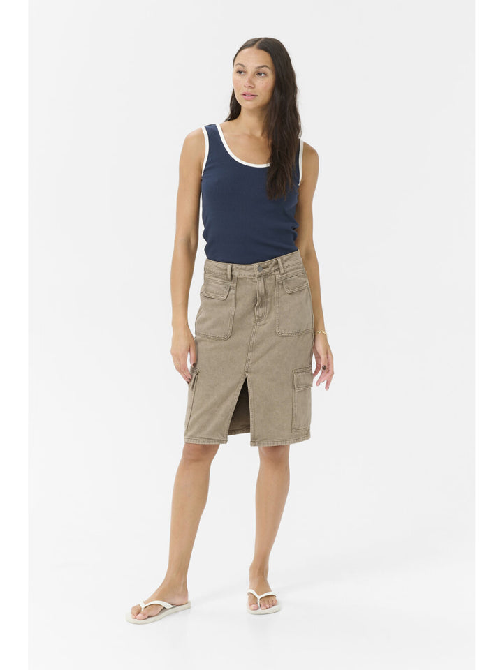 Kaffe Karania Washed Light Brown Denim Skirt