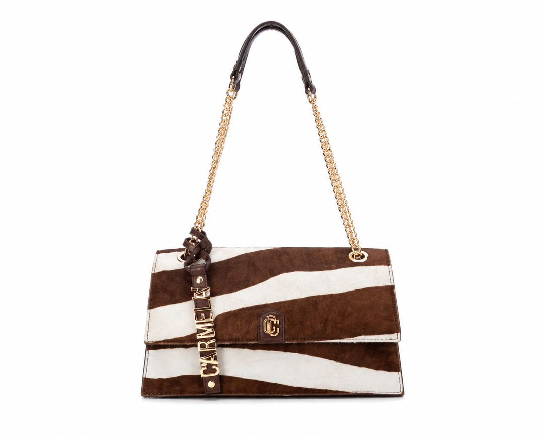 Carmela Bolso Kaki Zebra Print Shoulder Bag | 18625202