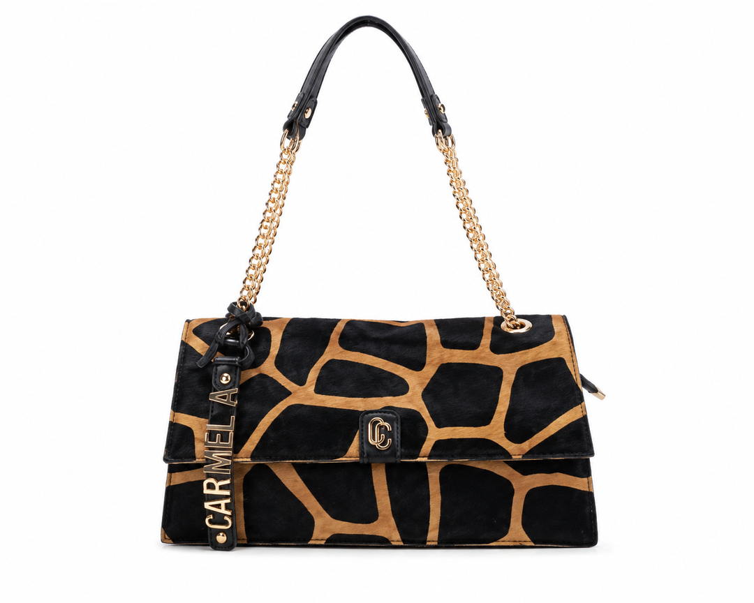 Carmela Bolso Negro Giraffe Print Shoulder Bag | 18625204