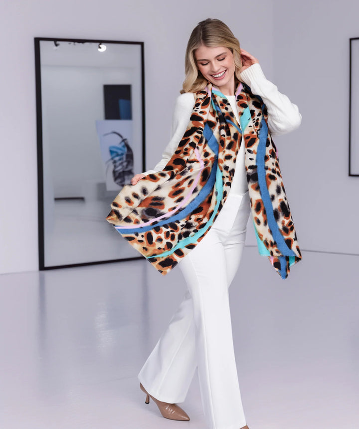 Pia Rossini Caprice Leopard Print Lightweight Winter Scarf