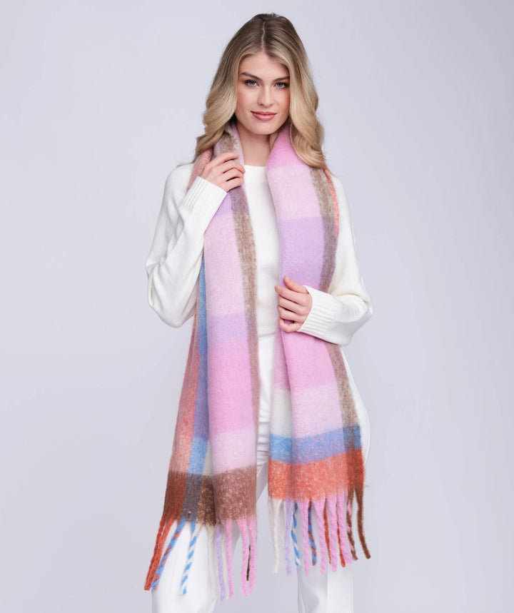 Pia Rossini Carson Pink Check Oversized Cosy Scarf