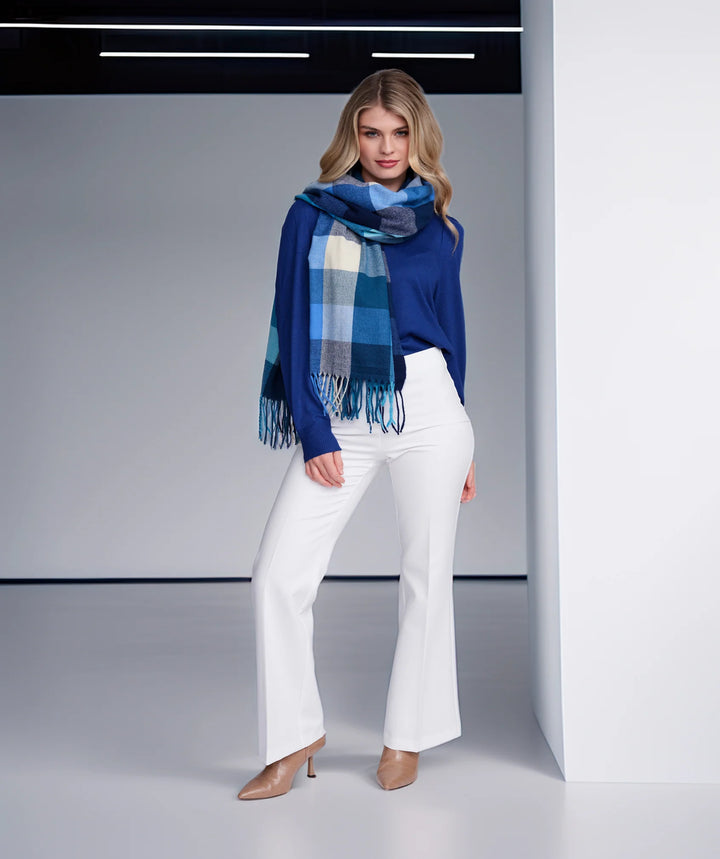 Pia Rossini Aria Blue Check Winter Scarf