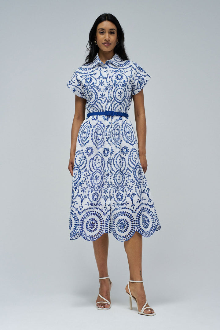 Salsa White and Blue Shirt Dress