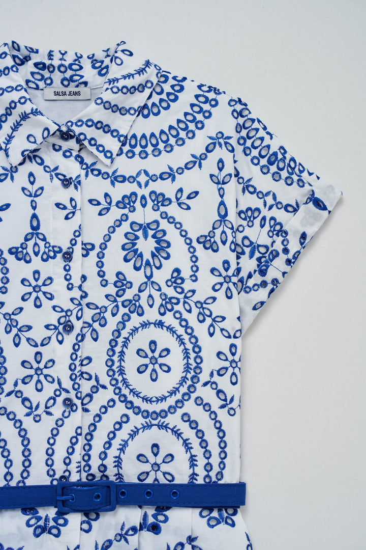 Salsa White and Blue Shirt Dress
