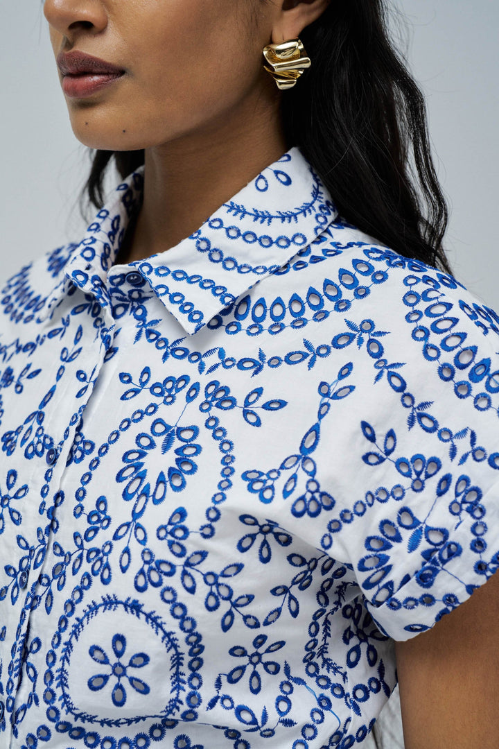 Salsa White and Blue Shirt Dress