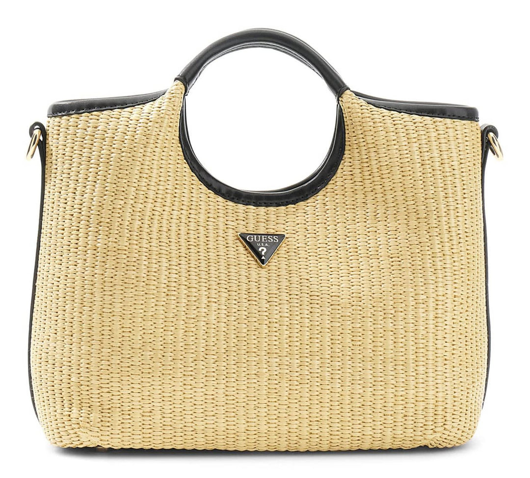 Guess Kirsten Mini Natural Black Mini Satchel Handbag