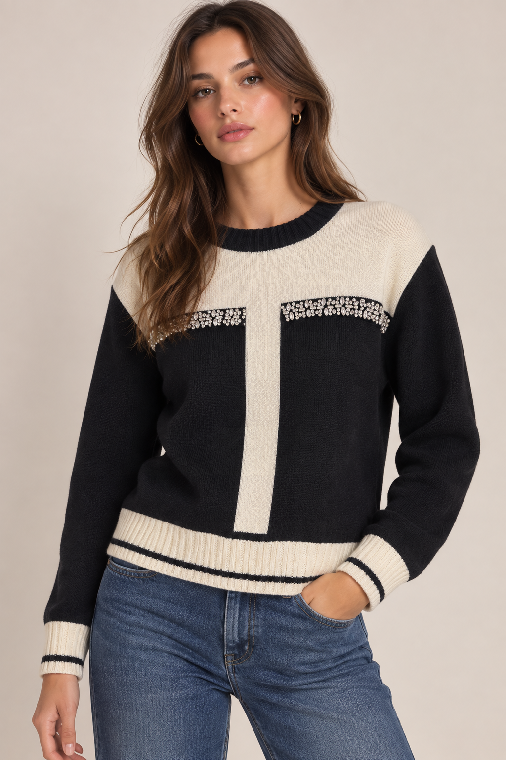 Goa Goa Leana Black/Cream Sparkle Pullover