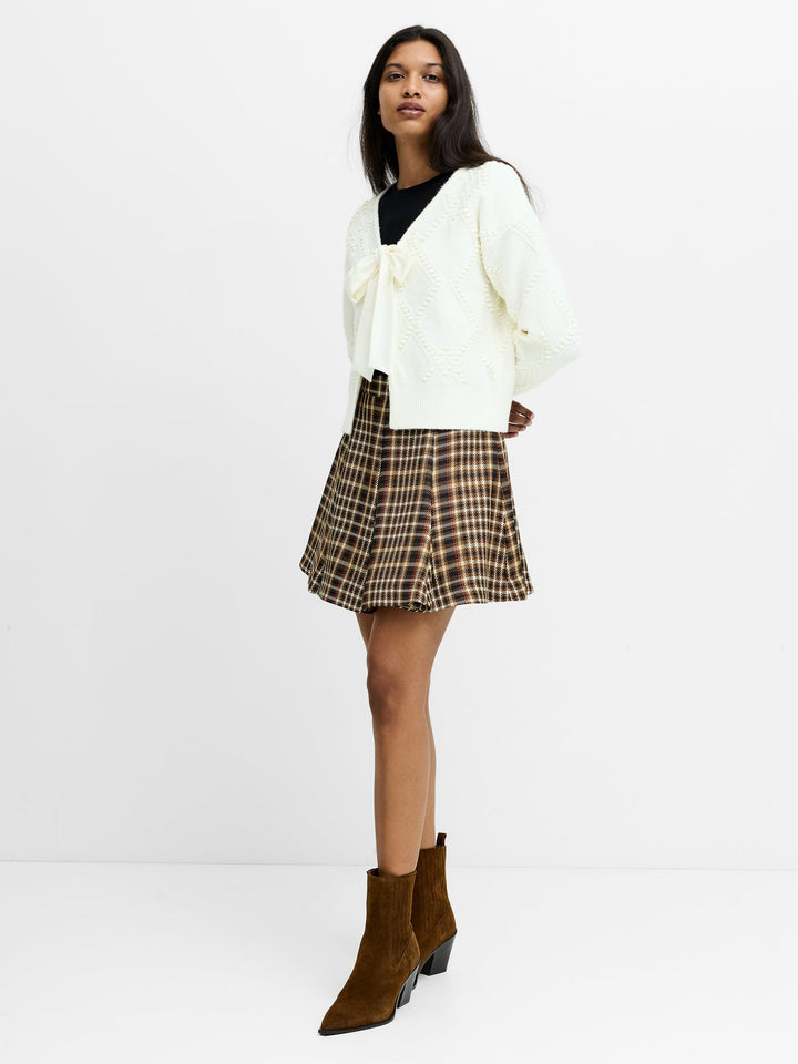 French Connection Kitty Cream Bobble Knit Bow Cardi