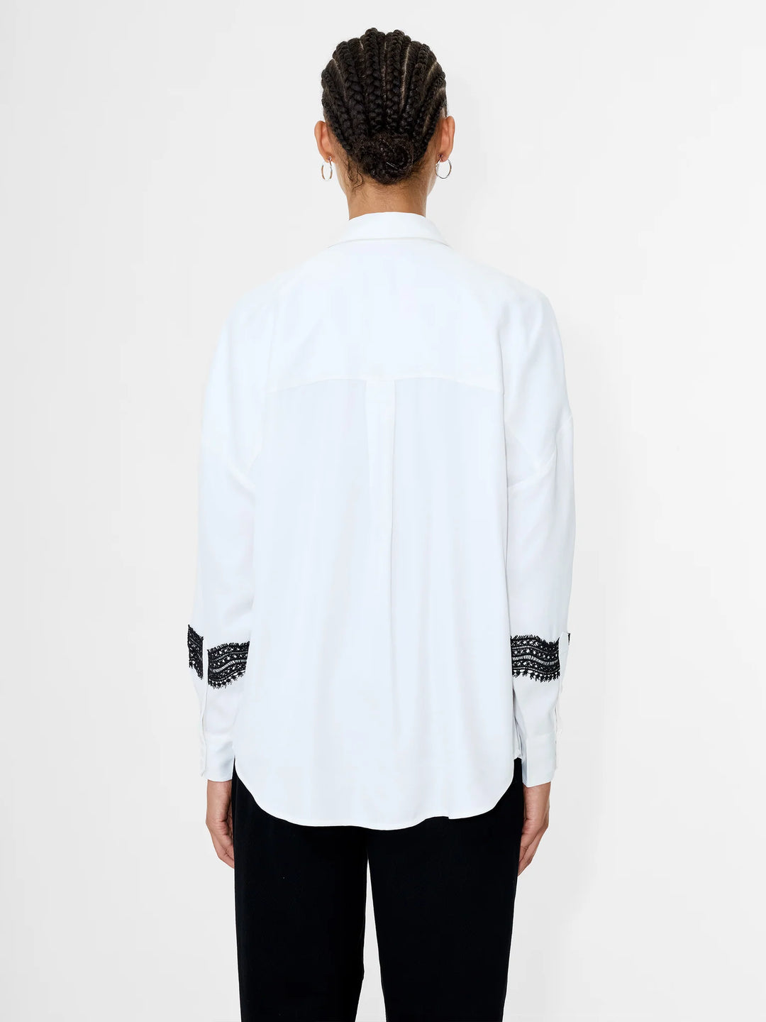 French Connection Candice Satin Lace Mix Long Sleeve Shirt