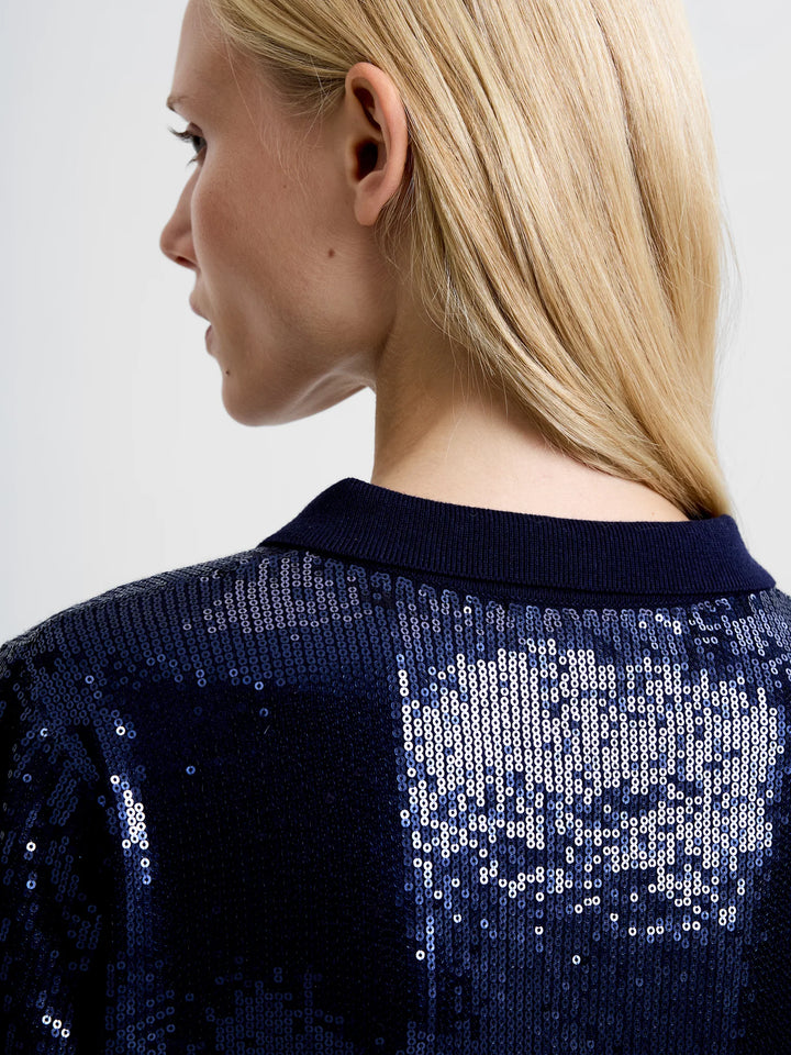 French Connection Hannah Knit Sequin Short Sleeve Shirt