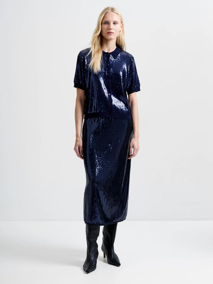 French Connection Hannah Knit Sequin Short Sleeve Shirt