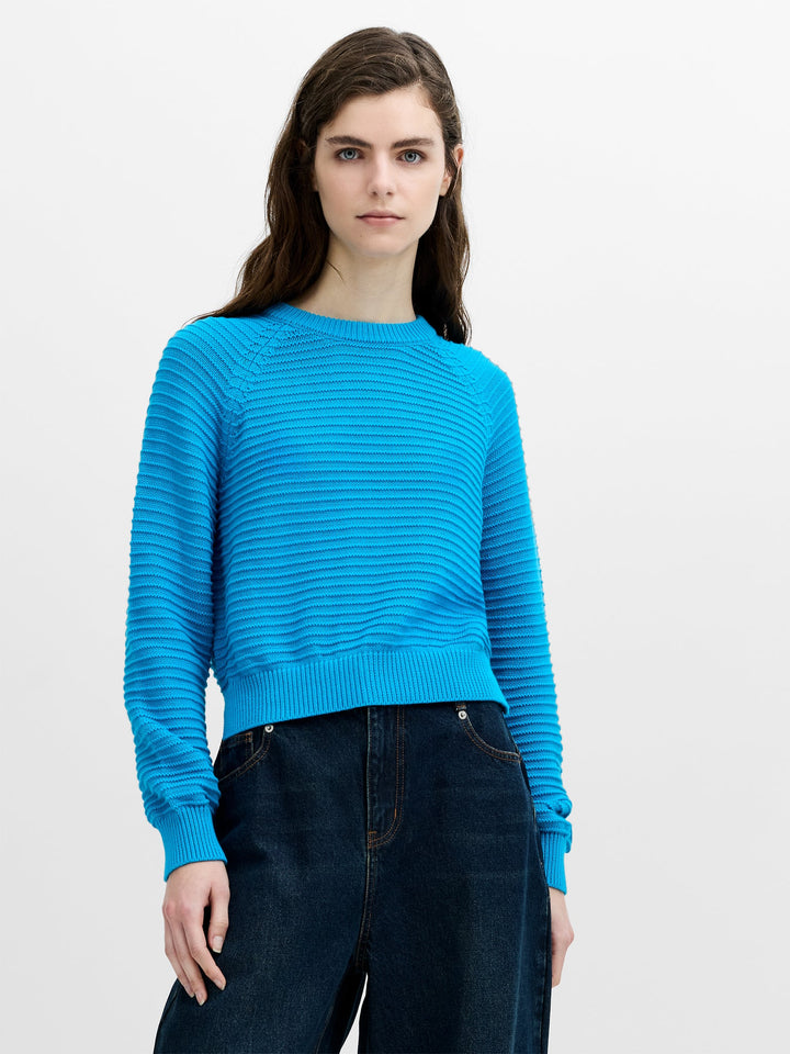 French Connection Lily Mozart Crew Neck Long Sleeve Pacific Blue