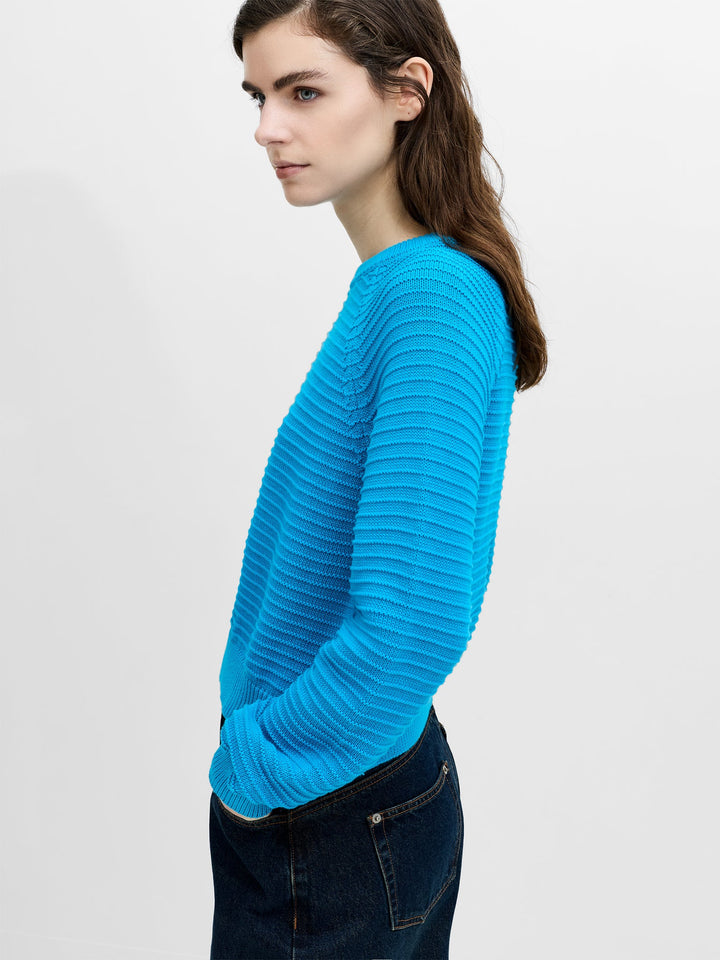 French Connection Lily Mozart Crew Neck Long Sleeve Pacific Blue