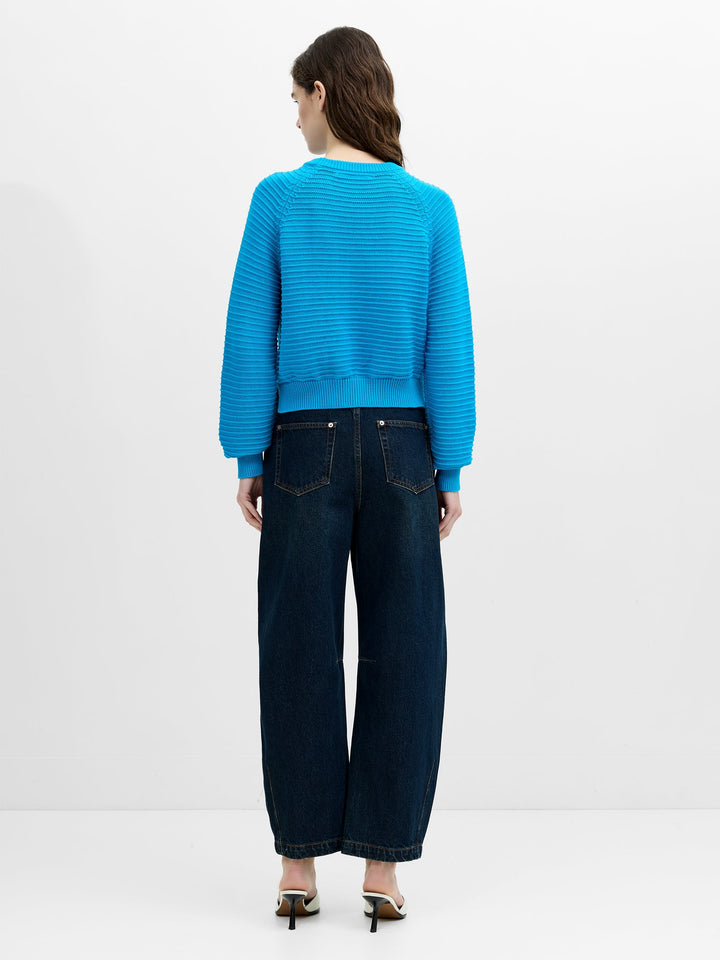 French Connection Lily Mozart Crew Neck Long Sleeve Pacific Blue