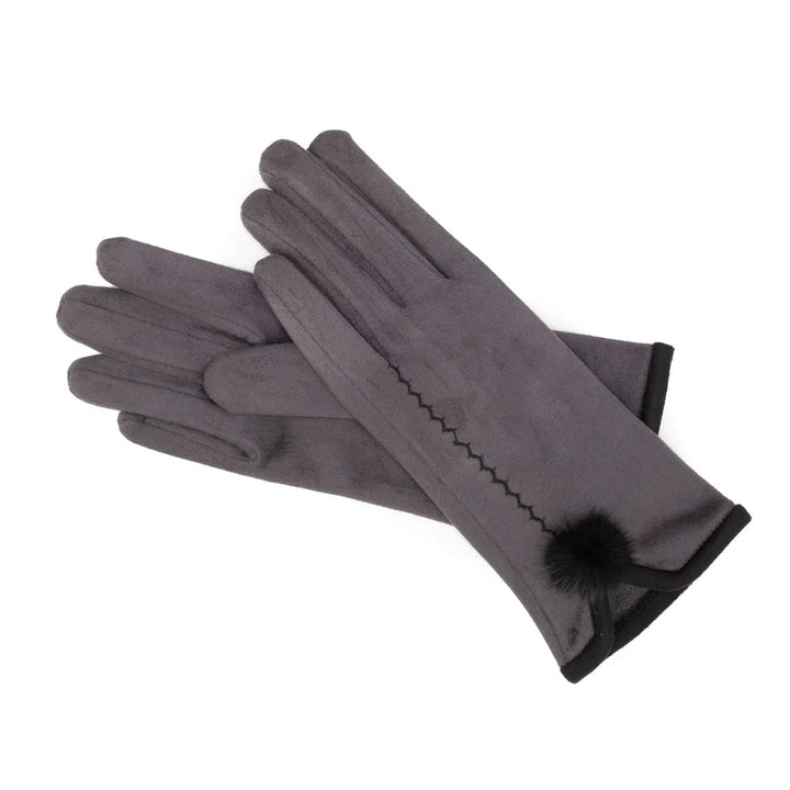 Elie Beaumont Grey Pom Pom Gloves