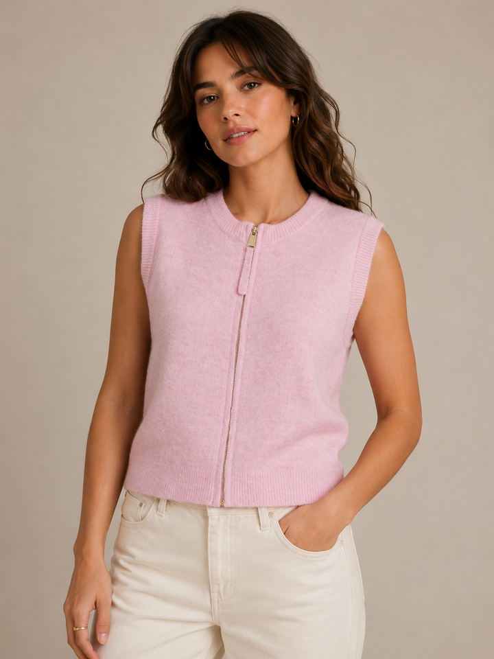 Numph Nufuette Zip Vest | Pink Lady