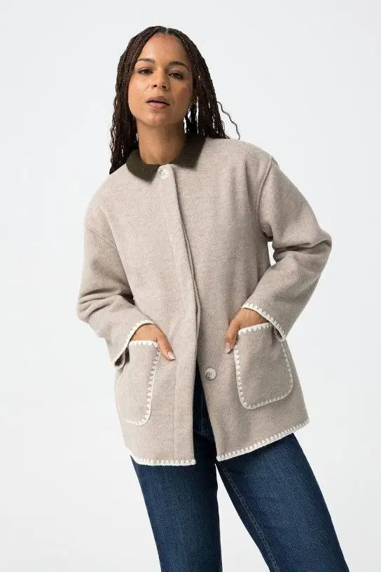 Tiffosi Keta Beige Jacket With Scarf