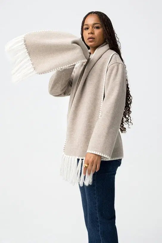 Tiffosi Keta Beige Jacket With Scarf