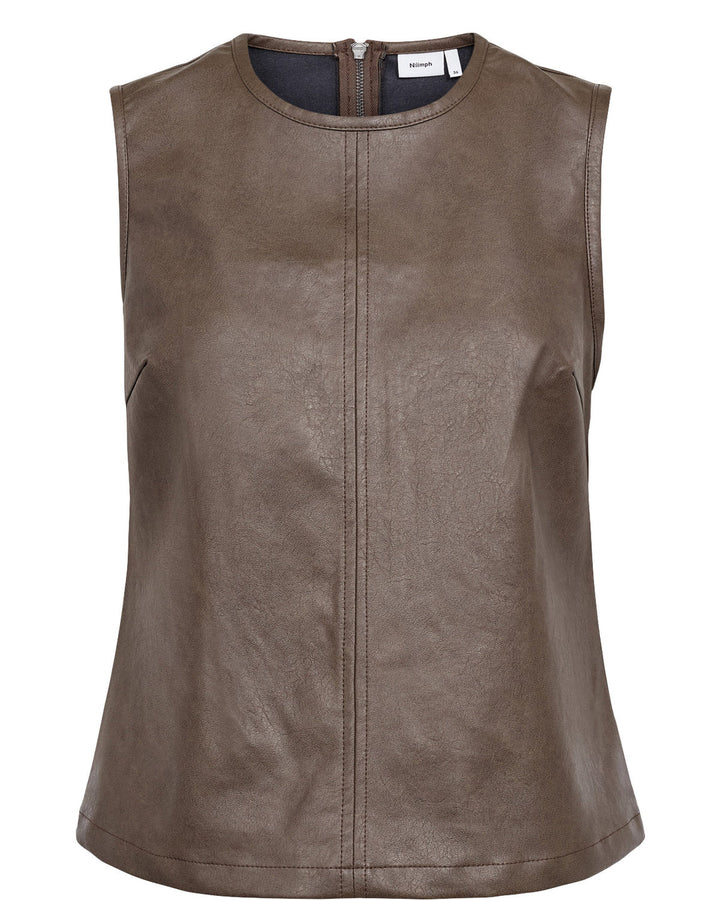 Numph Nudorith PU Top | Black Coffee