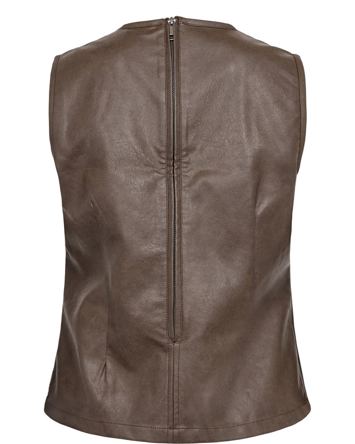 Numph Nudorith PU Top | Black Coffee