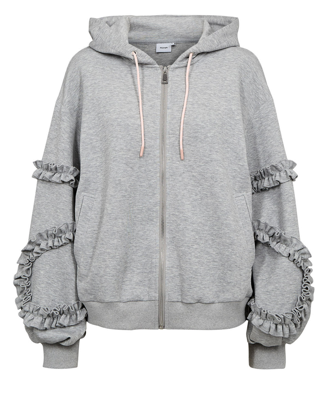 Numph Nusabby Zipper Hoodie | Medium Grey Mel