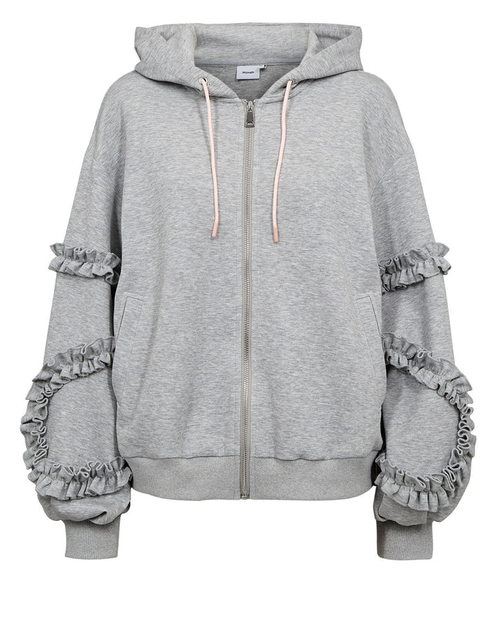 Numph Nusabby Zipper Hoodie | Medium Grey Mel