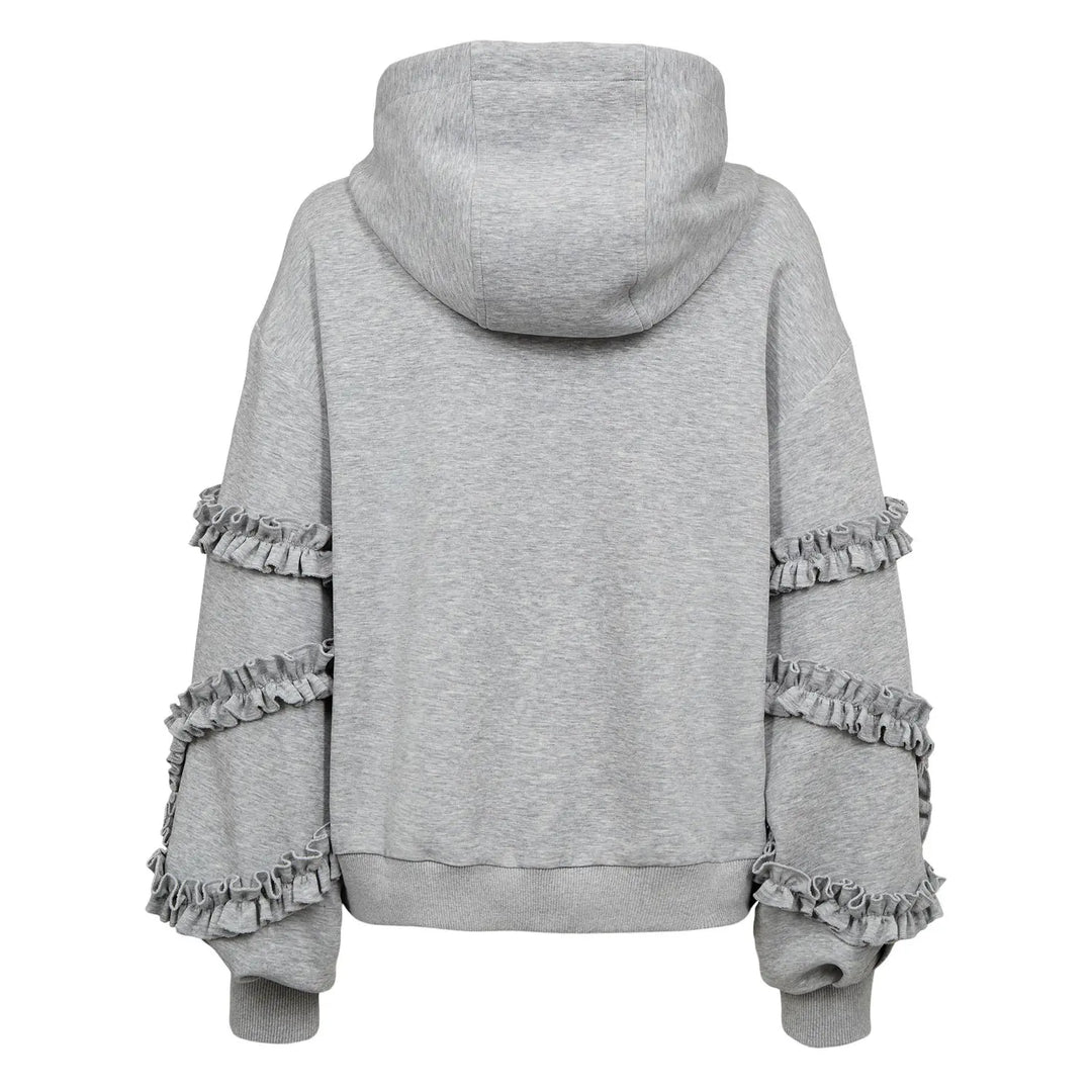 Numph Nusabby Zipper Hoodie | Medium Grey Mel