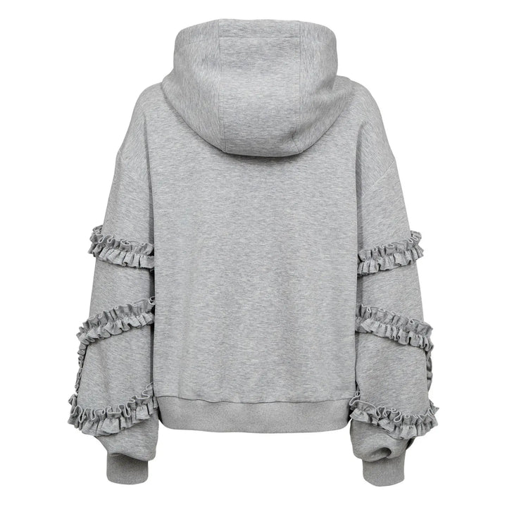 Numph Nusabby Zipper Hoodie | Medium Grey Mel