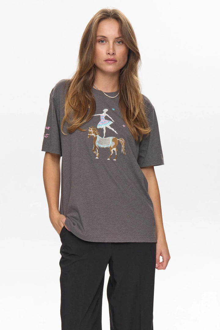 Numph Nuprima Oversized Tee Dark Grey