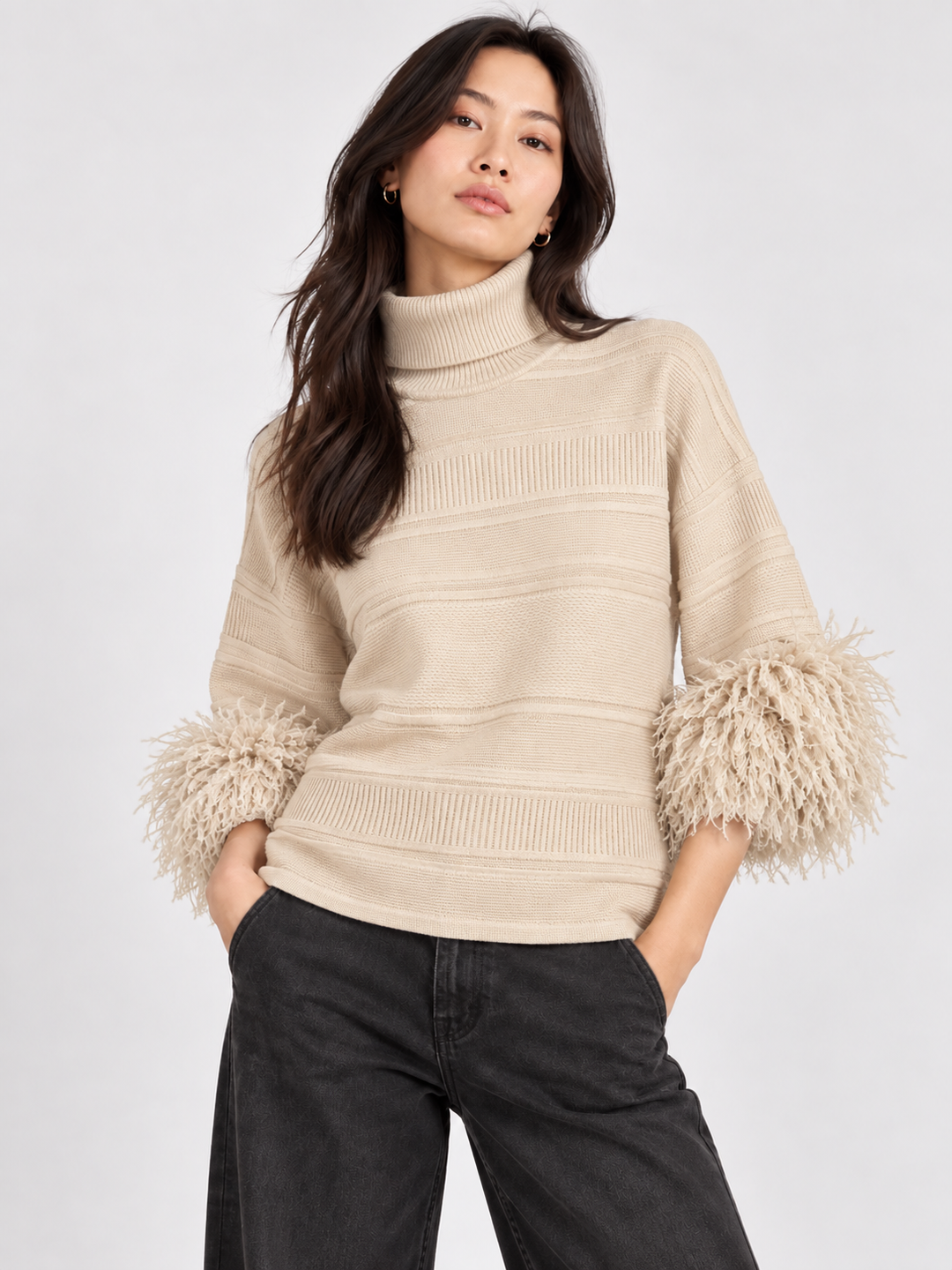 Goa Goa Daura Beige Feather Sweater