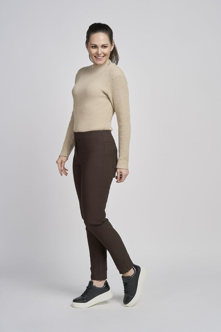 Pinns Brown Brushed Daisy Bengaline Trousers | 226T
