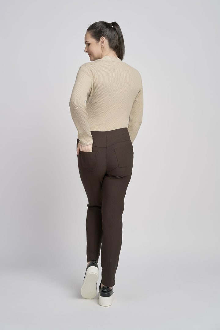 Pinns Brown Brushed Daisy Bengaline Trousers | 226T