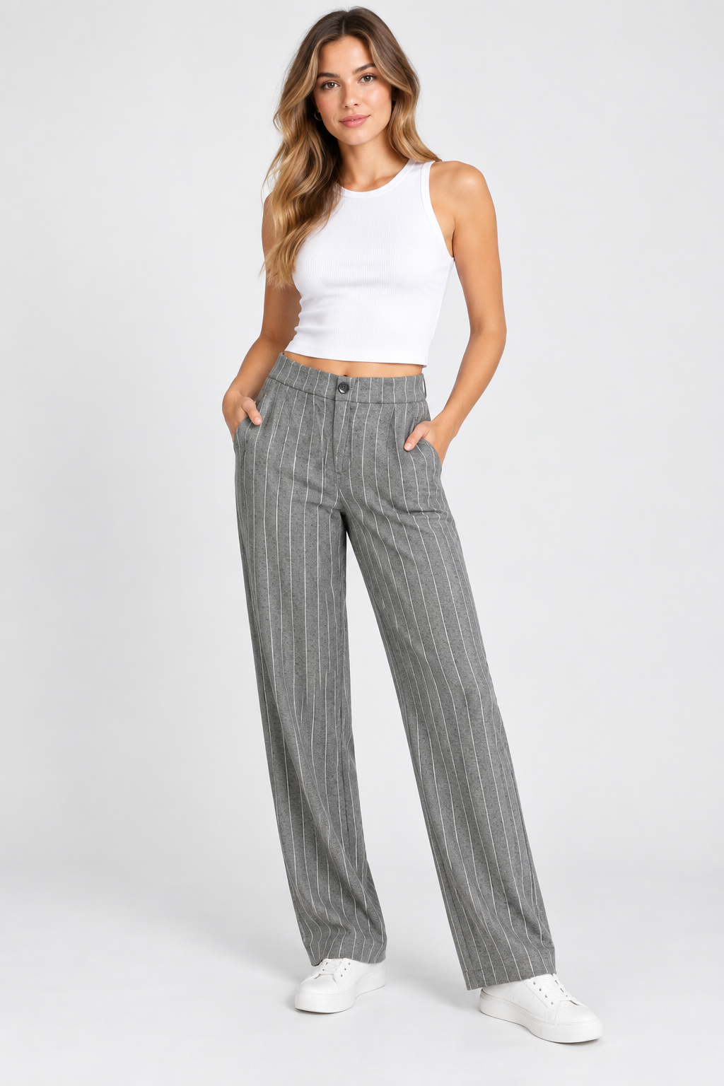 Pinns Platinum Stripe Wide Leg Trouser | 697T