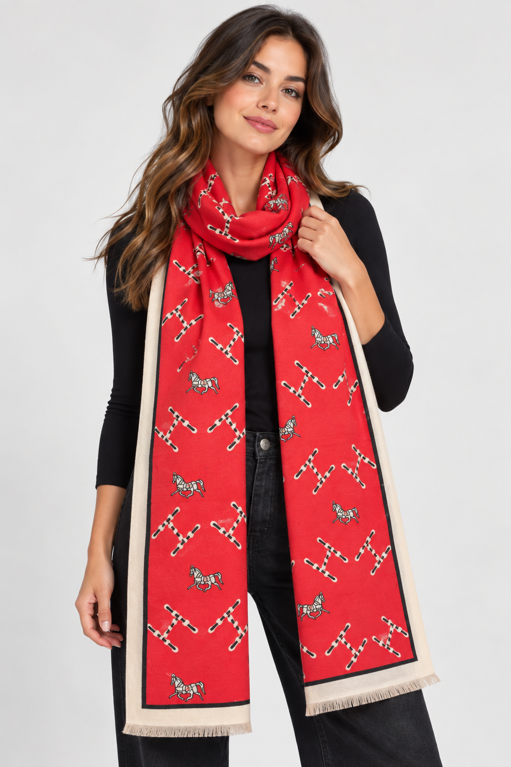 Jenny Glow Red Equestrian Winter Scarf | 32159