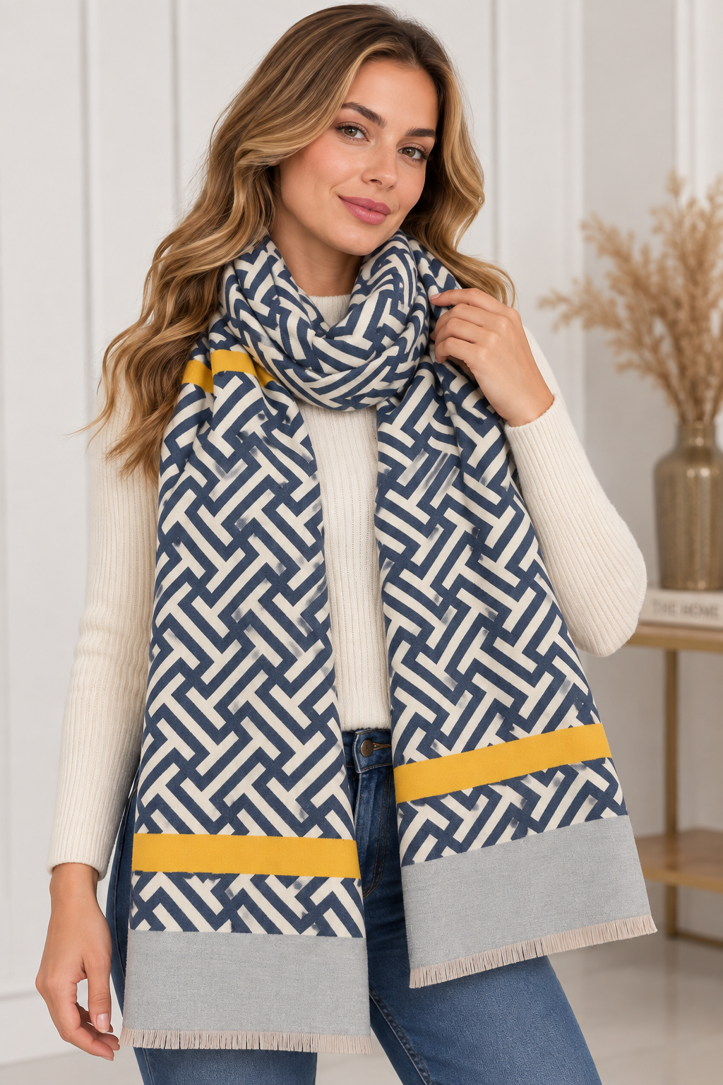 Jenny Glow Geometric Print Winter Scarf | 32138