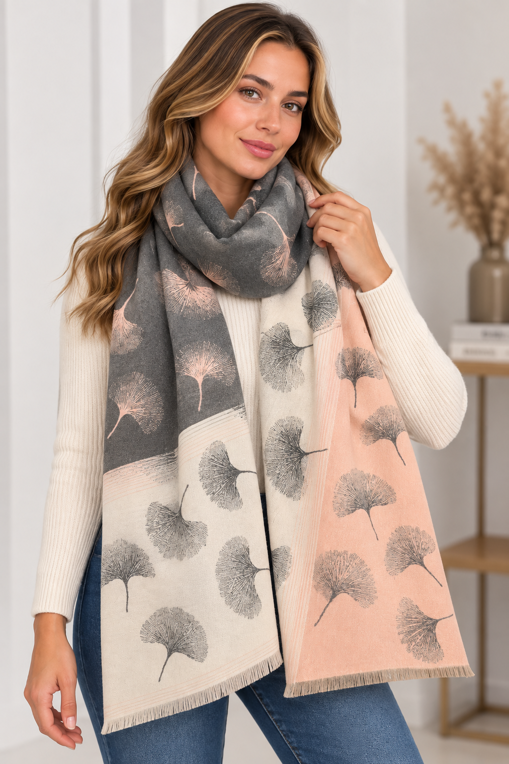 Jenny Glow Ginkgo Leaf Winter Scarf | 32136