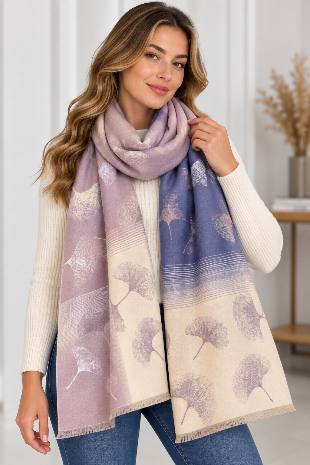 Jenny Glow Ginkgo Leaf Winter Scarf | 32135