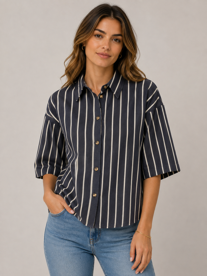 Costa Mani Milli Blue/White Stripe Denim Shirt