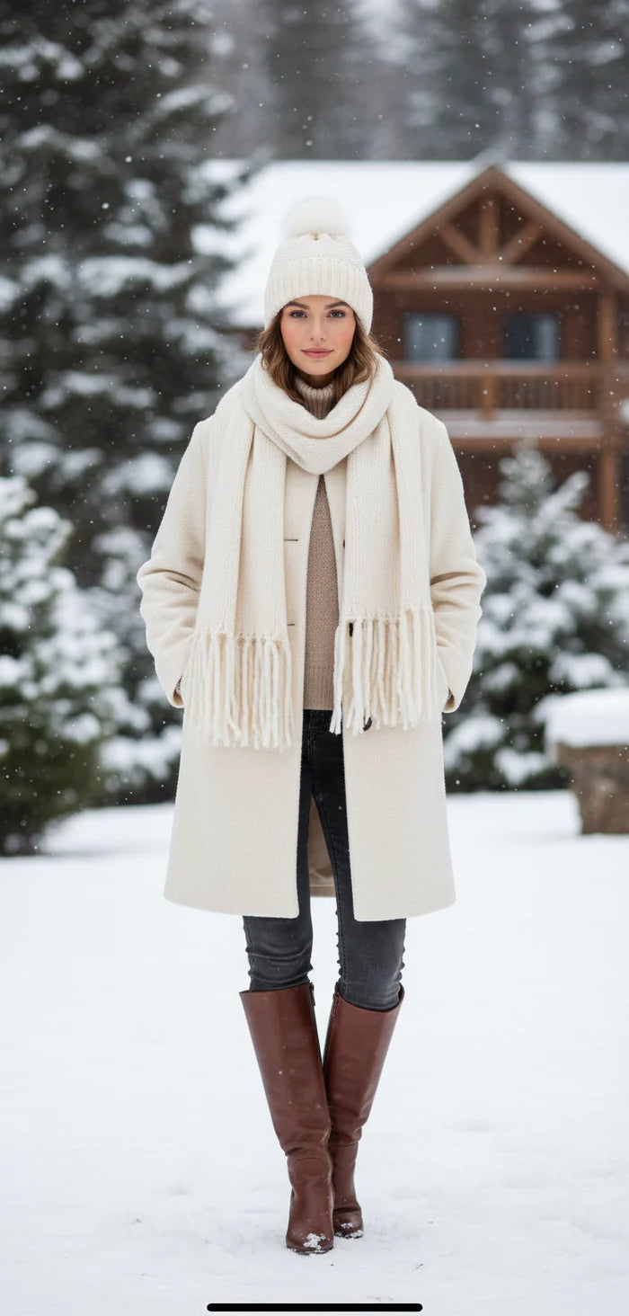 Jenny Glow Beige Scarf & Hat Set