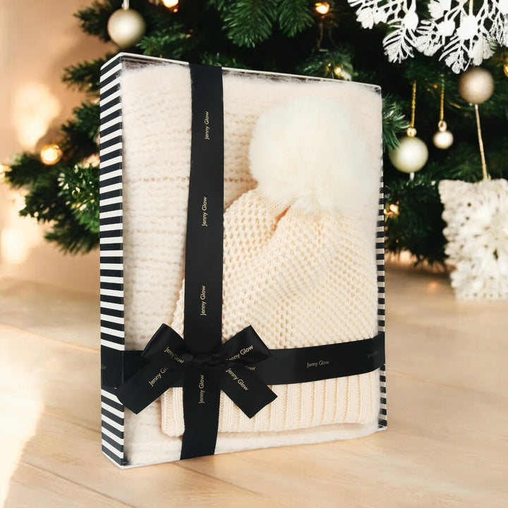 Jenny Glow Beige Scarf & Hat Set