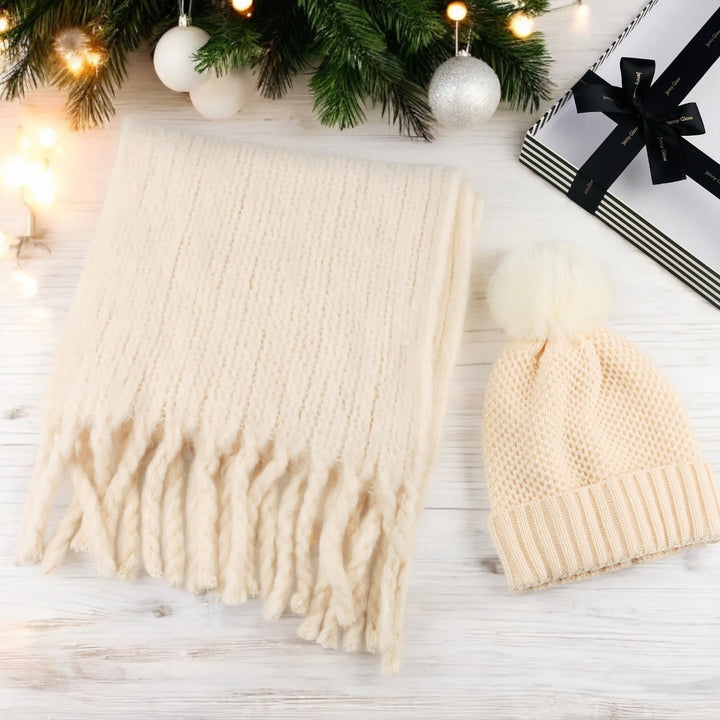 Jenny Glow Beige Scarf & Hat Set