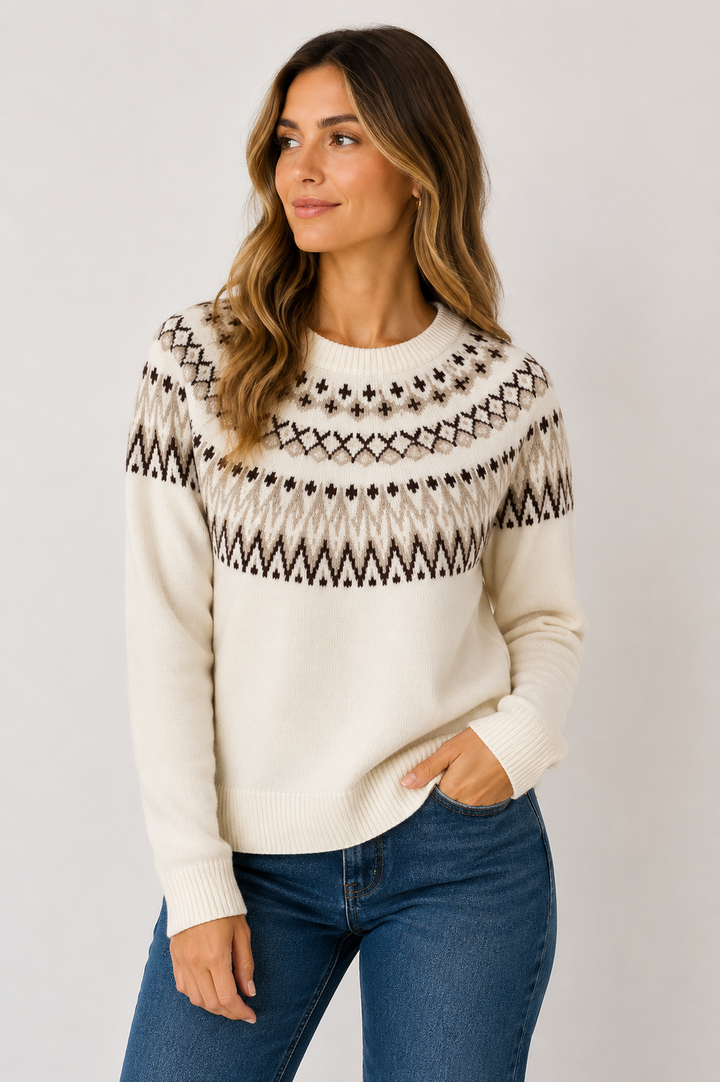 Tiffosi Alberta_1 Cream &amp; Brown Sweater