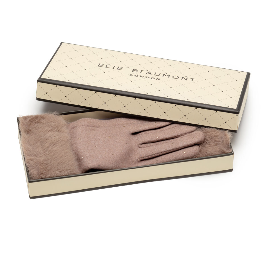 Elie Beaumont Fur Cuff Diamanté Gloves | Mink