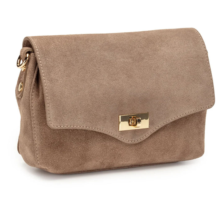 Elie Beaumont Twist Clasp Midi Bag | Suede Mink