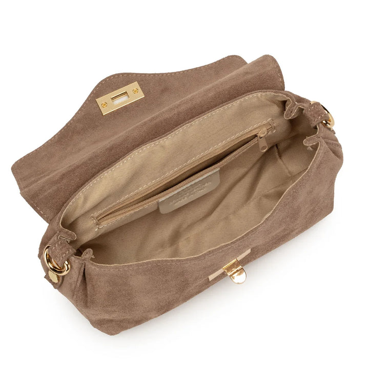 Elie Beaumont Twist Clasp Midi Bag | Suede Mink