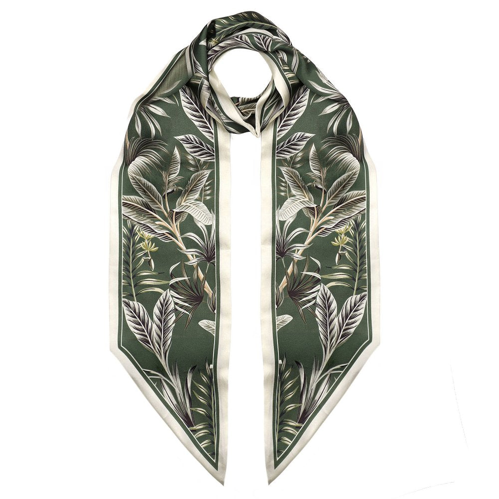Elie Beaumont Silk Foulard | Olive &amp; Cream Fern