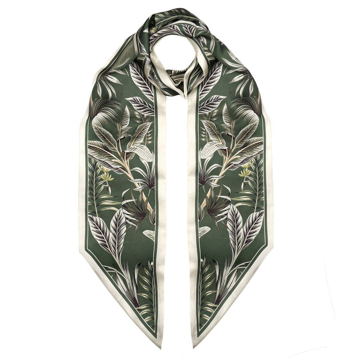Elie Beaumont Silk Foulard | Olive &amp; Cream Fern