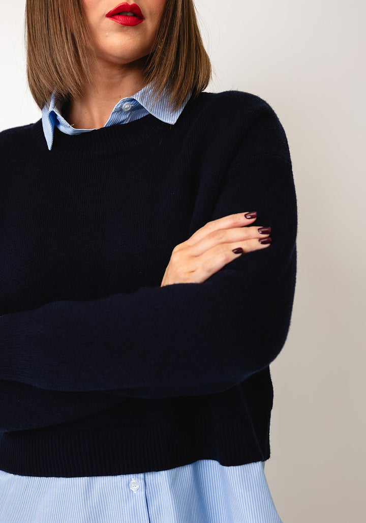 Tiffosi Layered Navy Knit Sweater